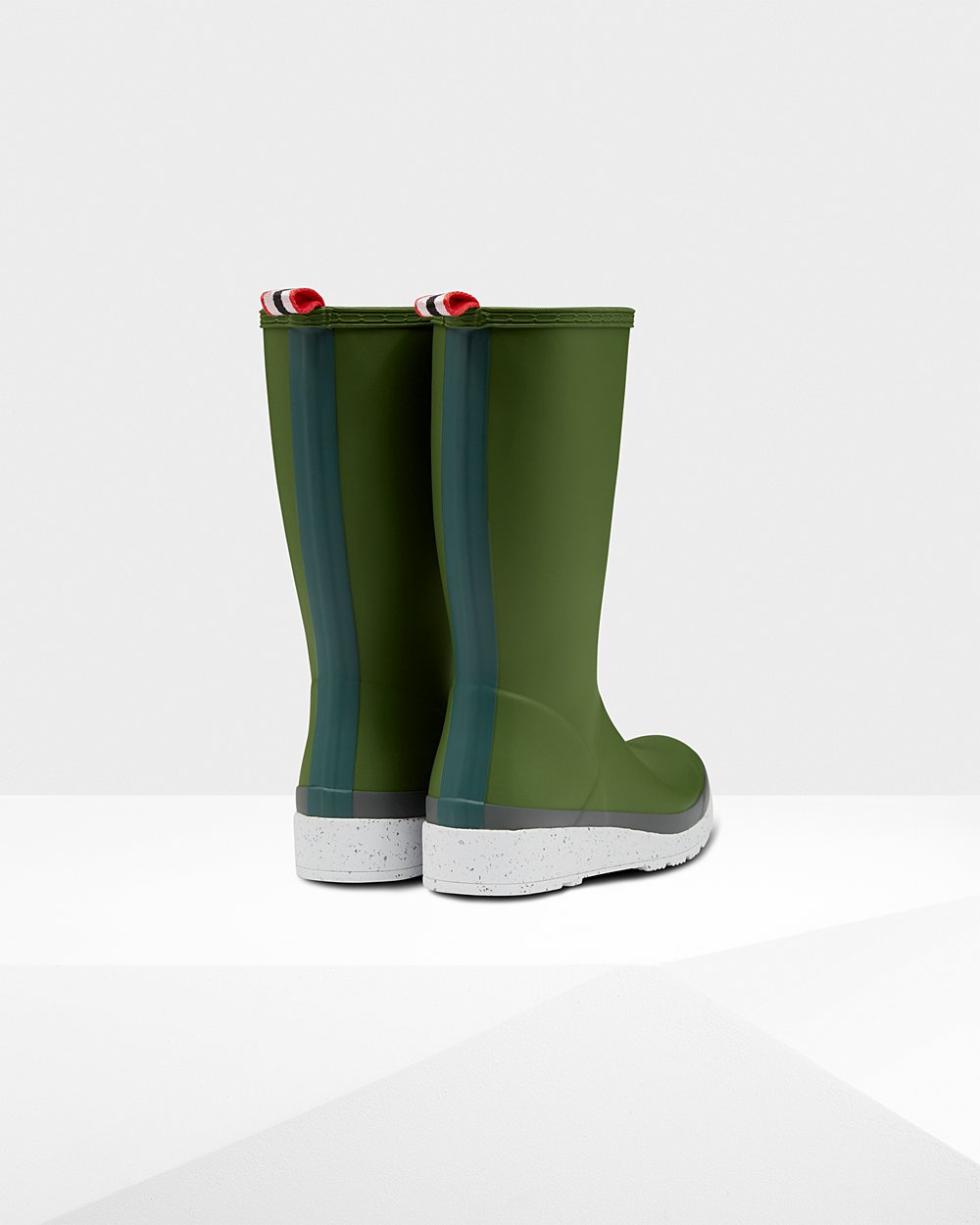 Hunter Mujer Original Tall Speckle Rain - Play Botas Verde/Blancas - 698-QKUSRV